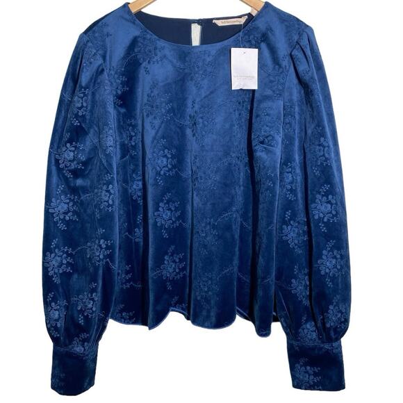 Soft Surroundings Velvet  Cottagecore Embroidered Blouse large Renaissance - Picture 1 of 9